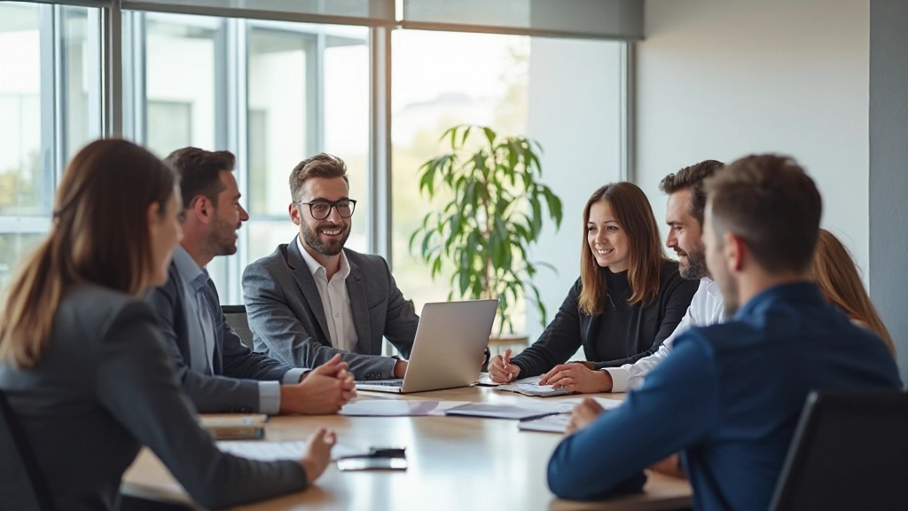 Moderna möten med fokuserad diskussion och effektiv kommunikation i konferensrum