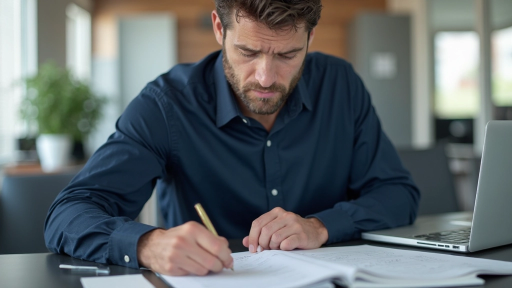 Professionell man som använder tidsblockering med en planering på sitt skrivbord
