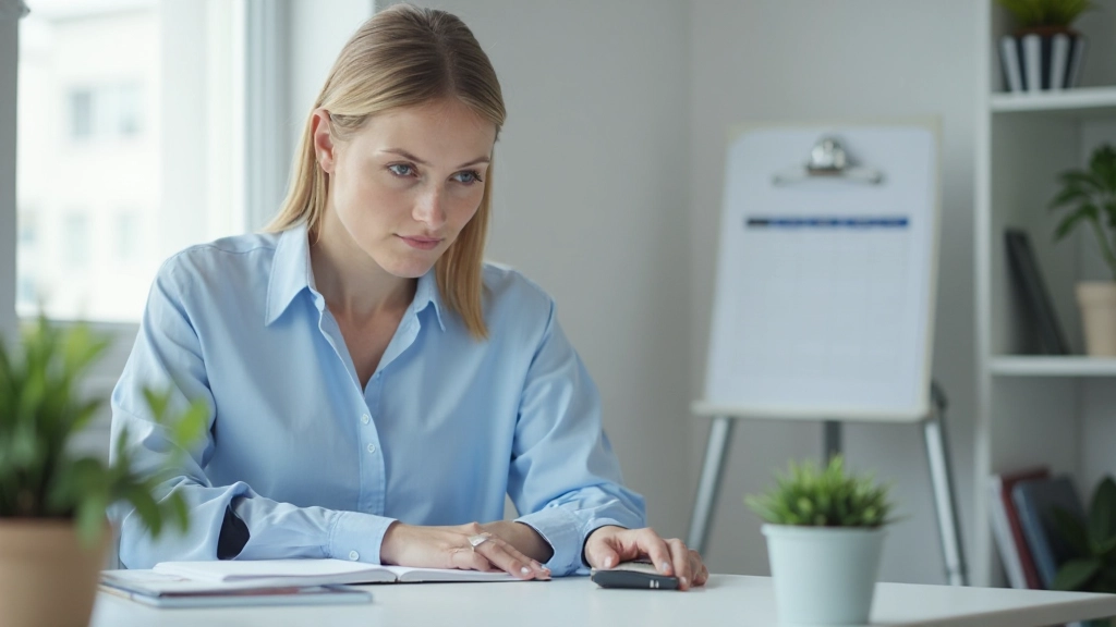 Professionell arbetsplats med tidsplaneringskalender och fokuserad arbetare